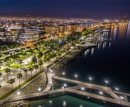 Aerial view of Limassol city coast in Cyprus